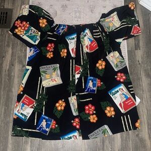 Urban Renewal Remade Tropical Print Off-The-Shoulder Dress m/l made for vacation